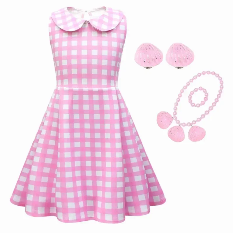 2023 Movie Barbi Kids Cosplay Pink Dresses for Girls Princess Birthday Party amanda petty Costume vestiti di Halloween Vestido