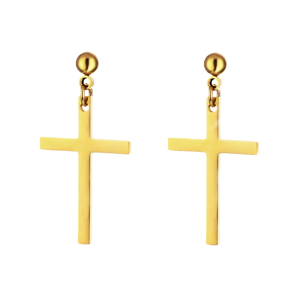 

Titanium Steel Earrings Unisex Cross Dangle Piercing Elegant Hypoallergenic Finished Birthday Party Shopping Work Gift