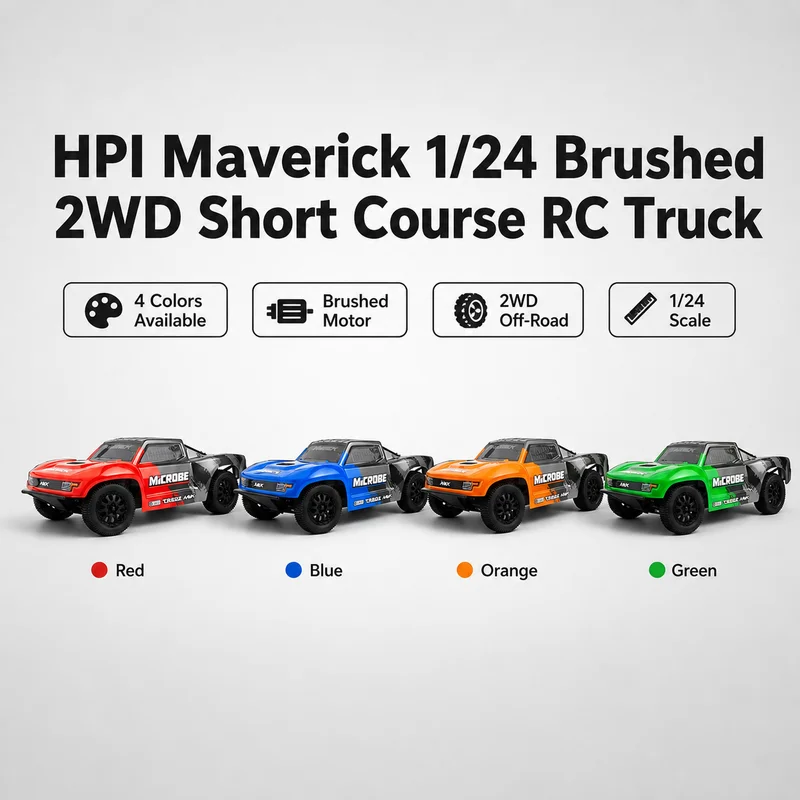 HPI Maverick Microbe SC 1/24 Scale 2WD Brushed Electric RC Short Course Truck, RTR Off‑Road Racing Hobby Car