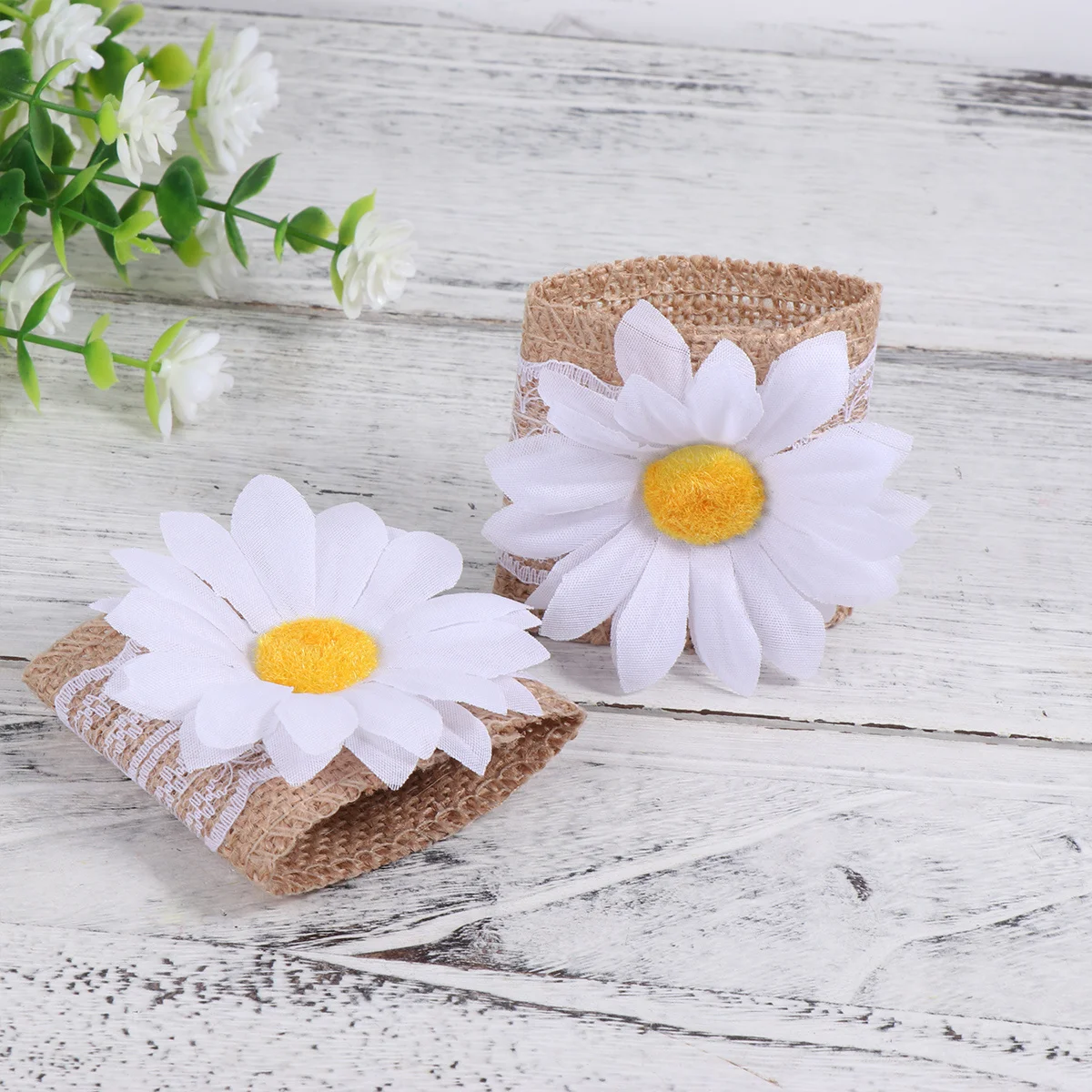 

10 Pcs Thanksgiving Rings Shape Wedding Decor Banquet Napkin Dinner Holder Daisy