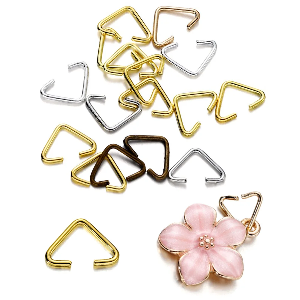 100Pcs/Lot 6x9mm Metal Iron Triangle Pendants Clips Clasps Buckle for DIY Earrings Bracelet Necklace Jewelry Making Accessories