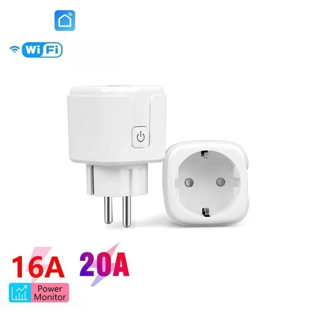 Smart Socket EU 16A/20A AC100-240V Wifi Smart Plug Power Outlet Home Voice Control, for Smart Life APP