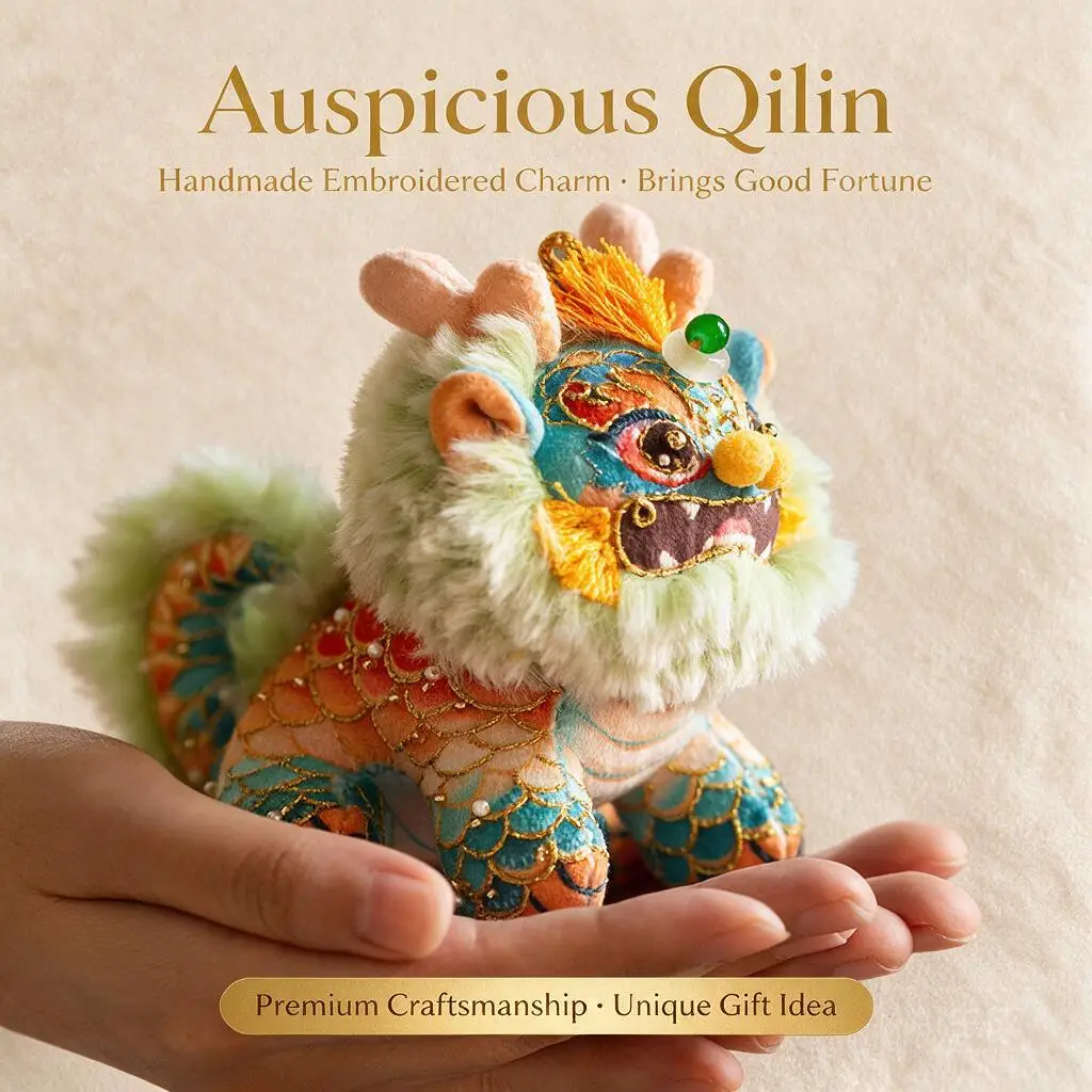 Diy Hand Embroidery Kit Chinese Style Kylin Plush Doll Sachet Pendant Handmade Craft Gift With Optional Hoop And Finished Item