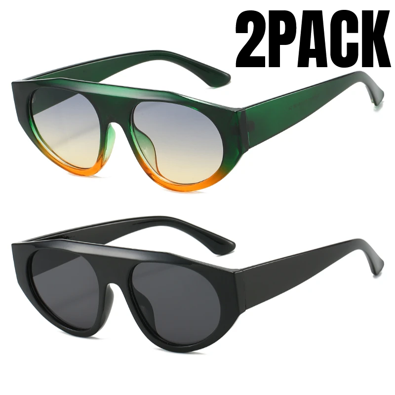 

2PACK Retro Big Frame Cat Eye Sunglasses Women Men Luxury Brand Outdoor Driving Summer Traveling Sun Glasses UV400 Gafas De Sol