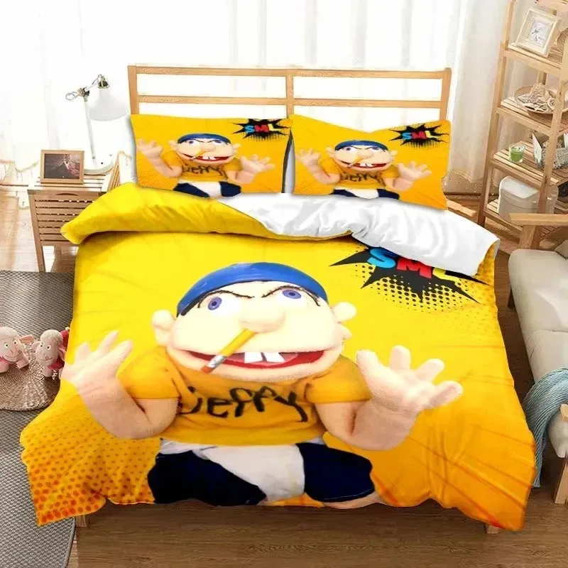 3D Print SML Cartoon Jeffy Bedding Set Double Twin King Duvet Cover Comforter Pillowcase Boys Girls Adults Bedroom