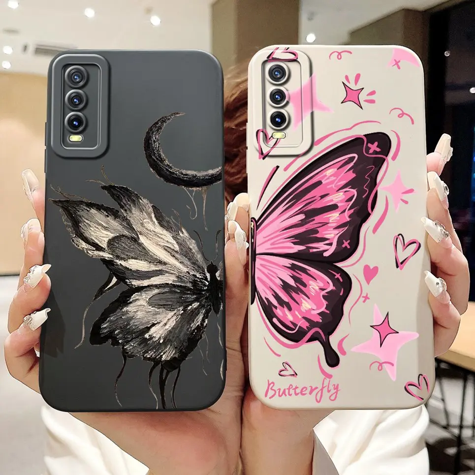 For Vivo V2027 V2028 V2029 Back Cover Vivo Y11S Y12s Y12a Y20 Y20s Y20i Case Girly Fashion Funda Soft Liquid Silicone Bumper