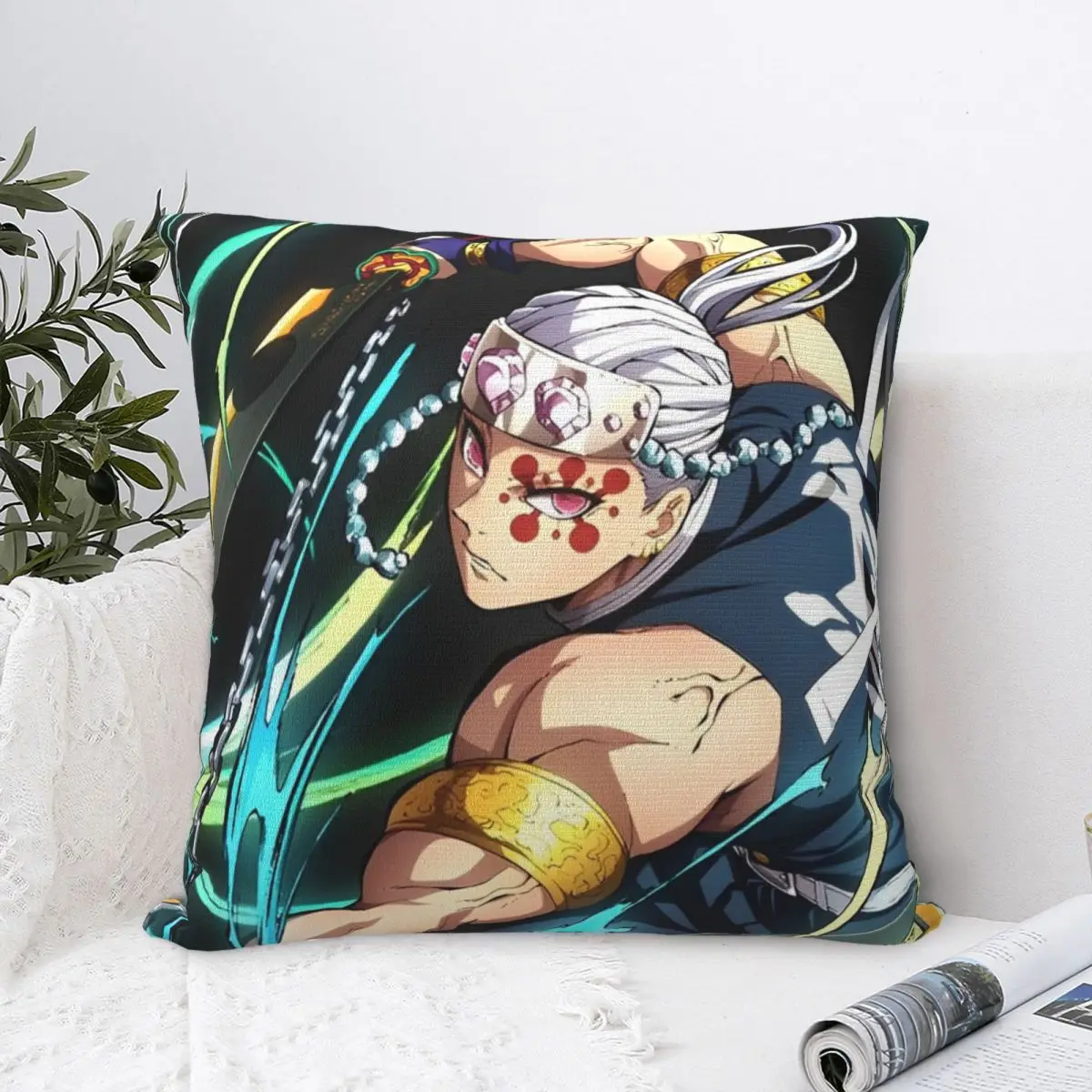 Sound Hashira Tengen Uzui Square Pillow Covers Sofa Anime Demon Slayer Cushion Case Cute Pillow Cover 45*45