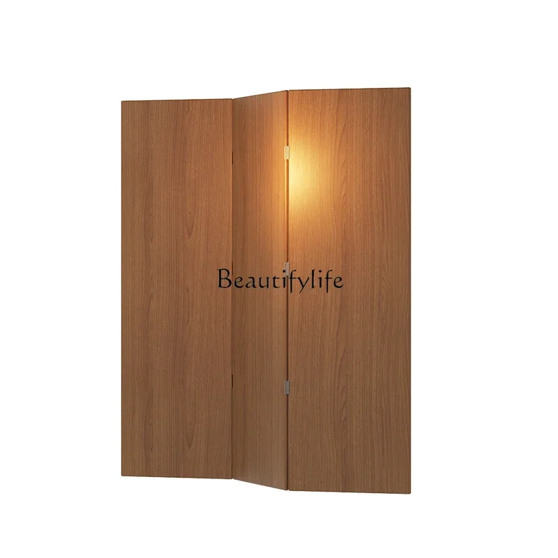 

Log color screen partition living room household solid wood cover entrance mobile folding screen entrance