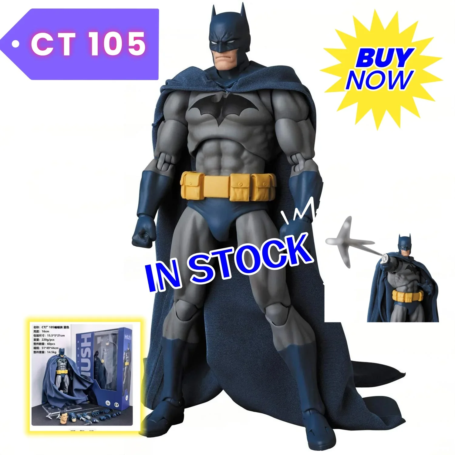 

New In Stock Hot Sale CT Toys 105 MAFEX Batman Remastered Action Figure Blue Edition Medicom Mobile Doll Collection Model