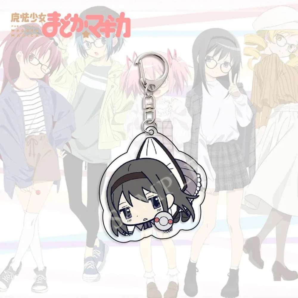 Kawaii Anime Puella Magi Madoka Magica Tomoe Mami Miki Sayaka Sakura Kyouko Kyubey Keychain Kaname Madoka Cute Figure