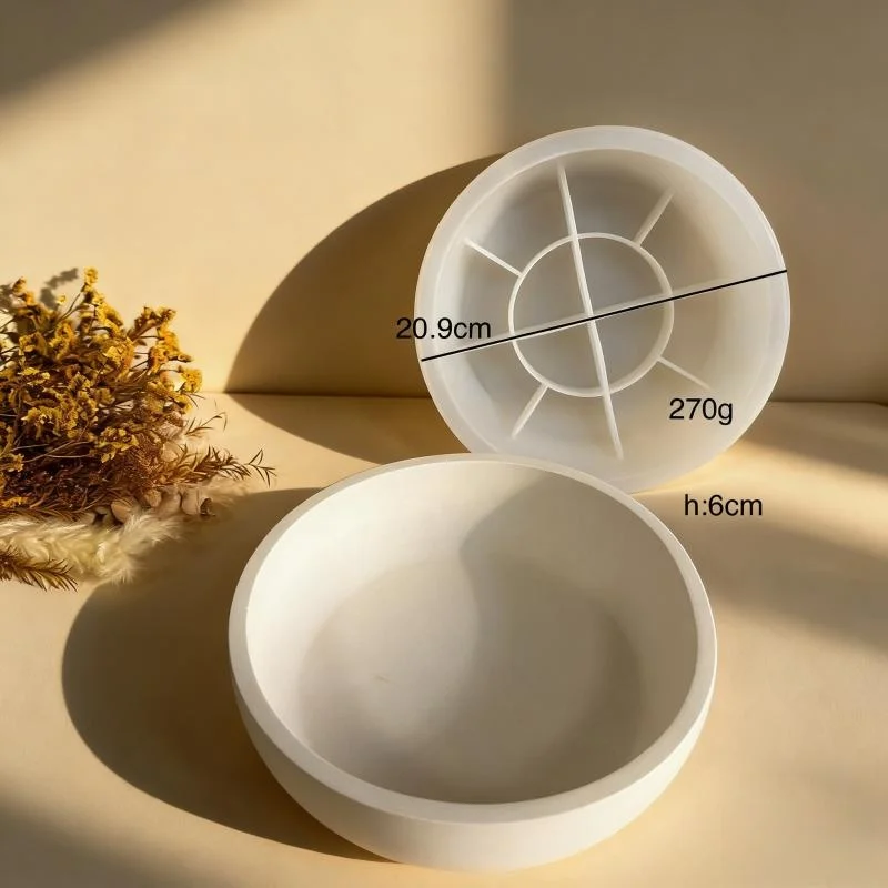 Round Concrete Flowerpot Cement Succulents Plants Pot Silicone Mold Big Size Plaster Tray Gypsum Storage Bowl Mould view 6