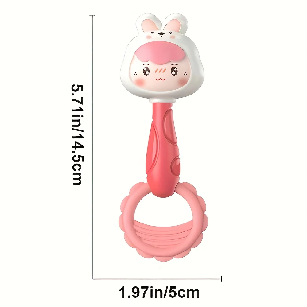 Baby Hand Chime Toy - Cute Pink Rabbit Green Dinosaur Design, Promotes Children's Motor Skill Development and Sensory Learning