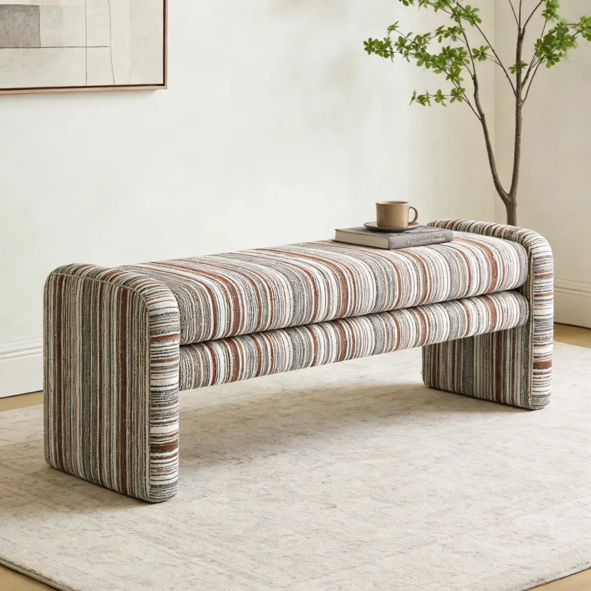 Nordic simple fabric bedside bench bench modern living room balcony foyer shoe sofa stool