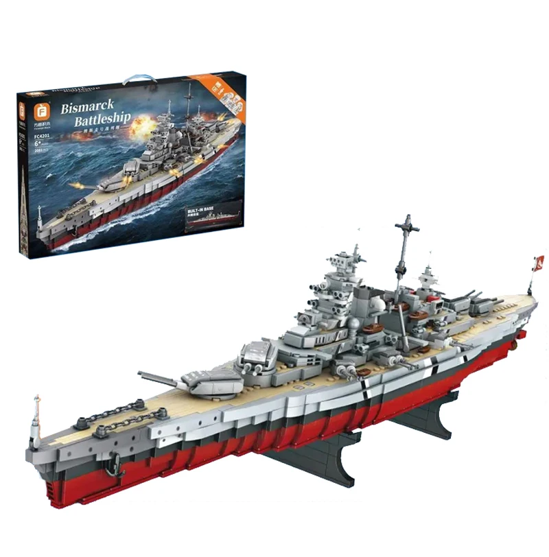 

2081PCS Bismarck Class Battle Building Blocks MOC Military Second World War Weapon Model Splicing Assembly Brick Puzzle Toys