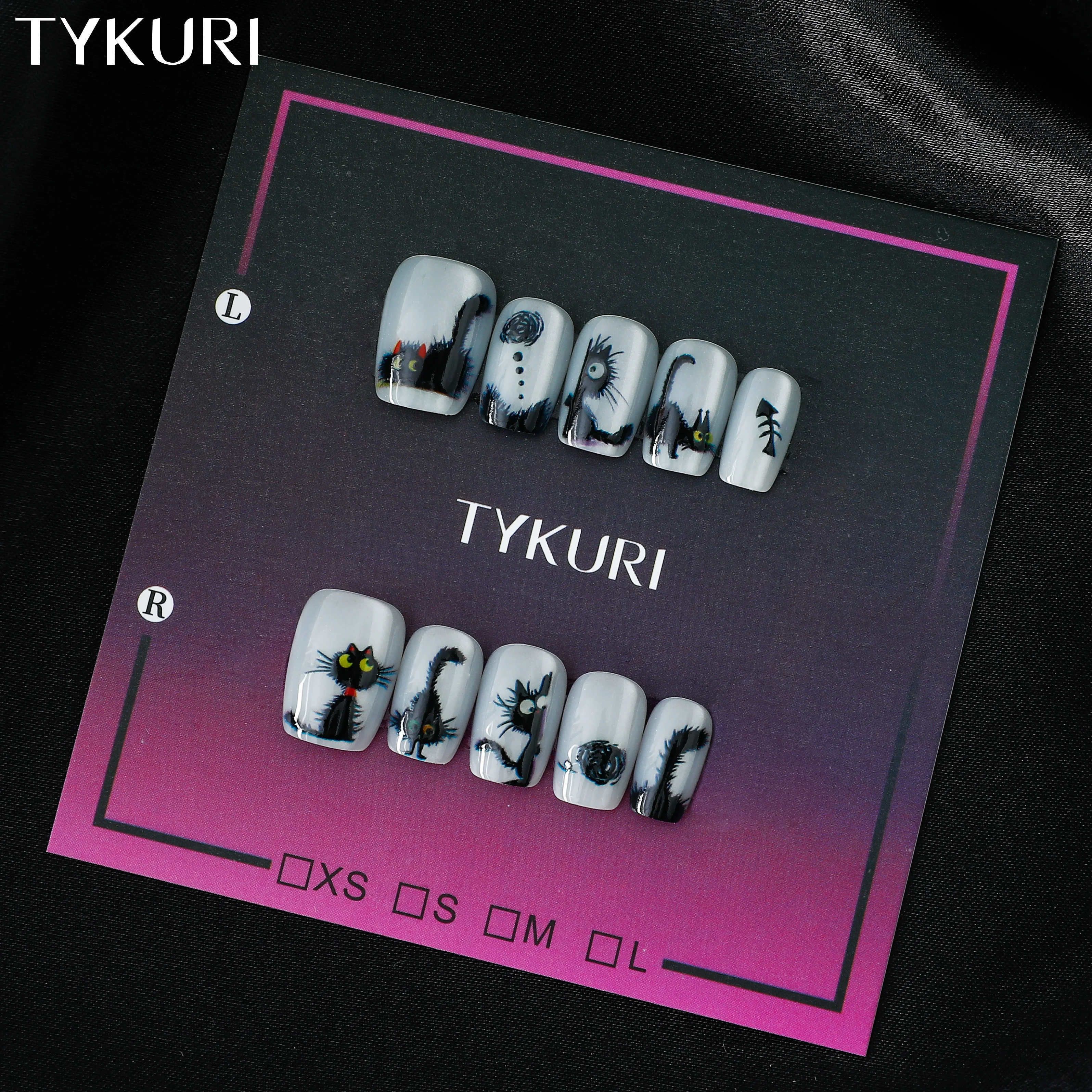 

Накладные ногти TYKURI Super Short Coffin Press On Nails, цвет «Котенок-белый», милые, модные, с гелевым клеем — многоразовые и легко наносятся