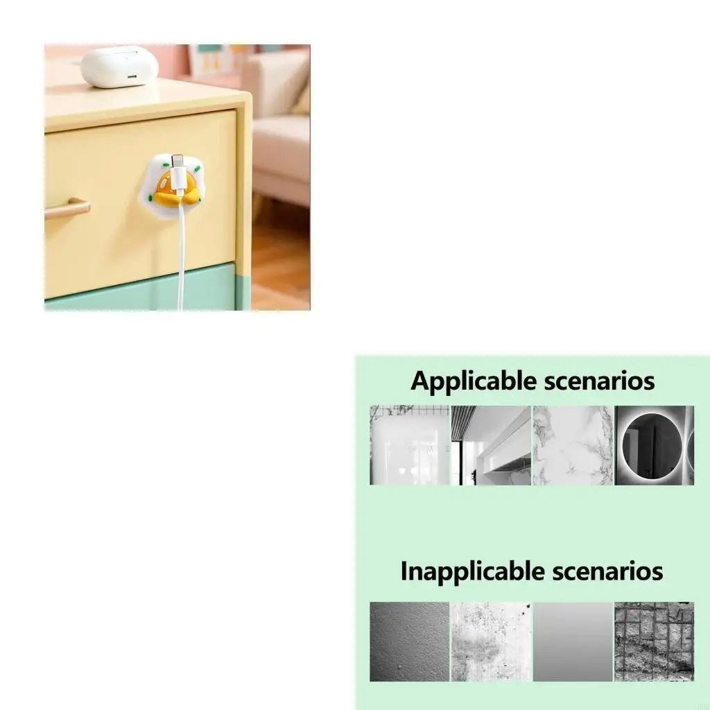 193A 4Pcs Adhesive Cable Holder for Desk Cable Control and Bedside Cord Storage