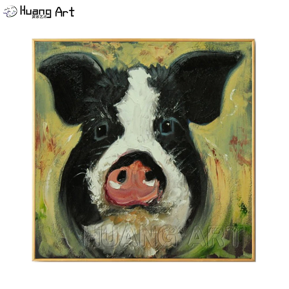 

High Skills Artist Hand-painted High Quality Funny Pig Head Oil Painting On Canvas Abstract Pig Oil Painting For Decoration