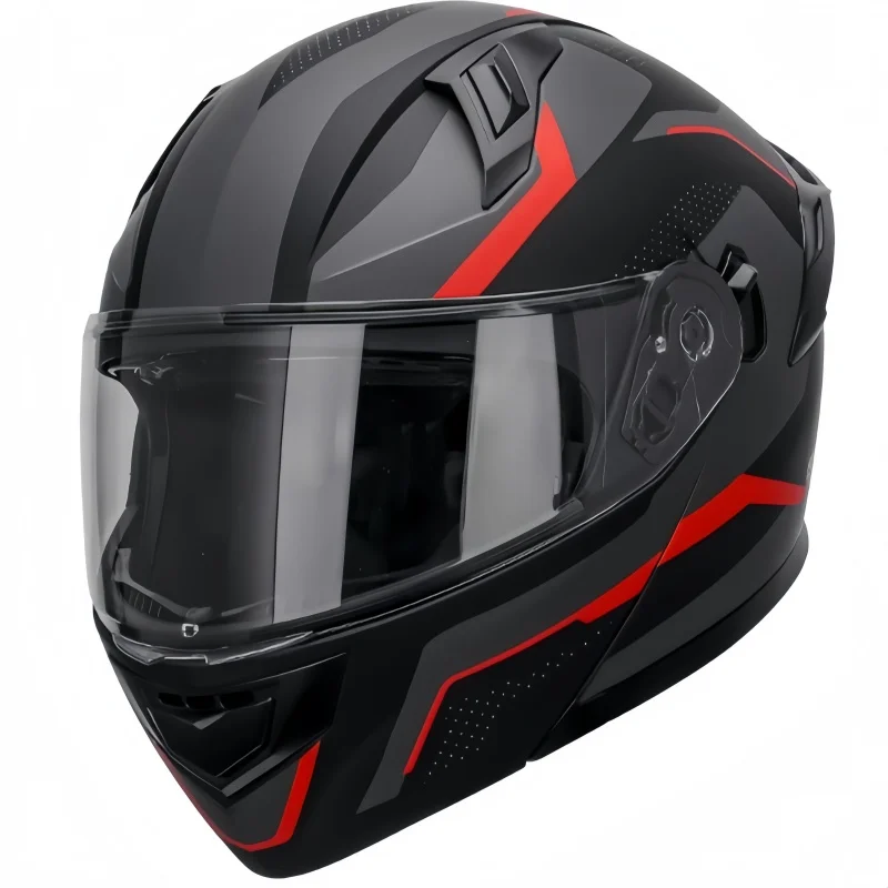 Motorcycle LED Tail Light Helmet Flip Up Modular Dual Visor Helmet for Men Women Motorbike Scooter Safety Gear Motorcycle Helmet