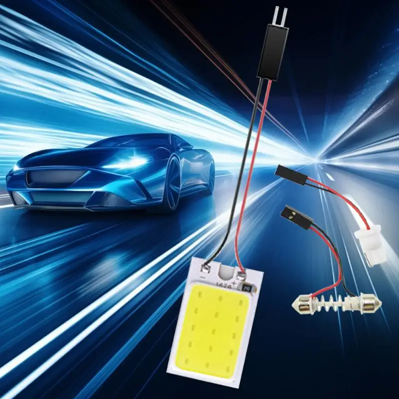 Car Interior LED Panel Light Kit Super Bright COB Universal Adapters For Auto