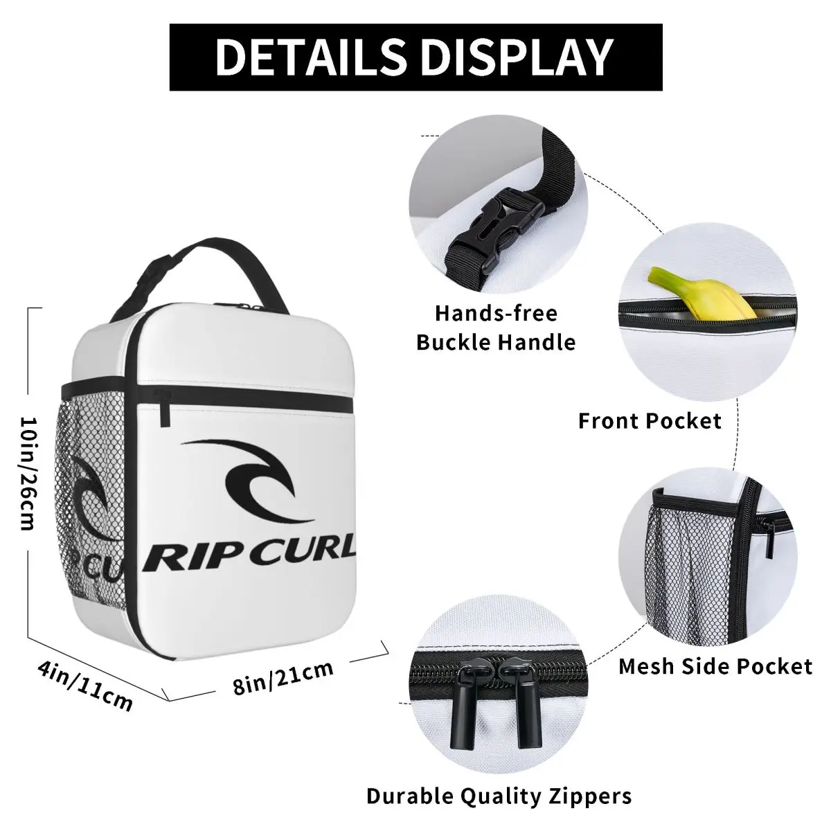 

Rip Curl Logo Insulated Lunch Bag for Women Children Portable Food Boxes Thermal Lunch Box Tote