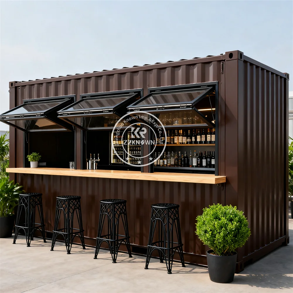 

Prefabricated Street Bubble Tea Ice Cream Bar Container House Fast Outdoor Food Kiosk Container Restaurant Bar For Sale