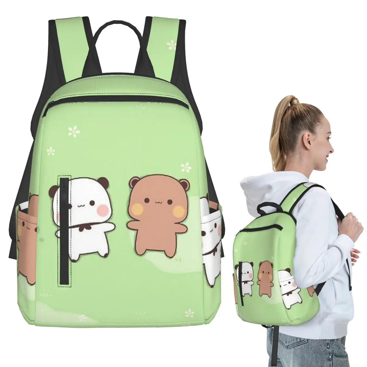 Panda Brownie Bear Mochi Cats  Backpack Student BookBag Boys Girls School Bag Laptop Shoulder Bags Men Women