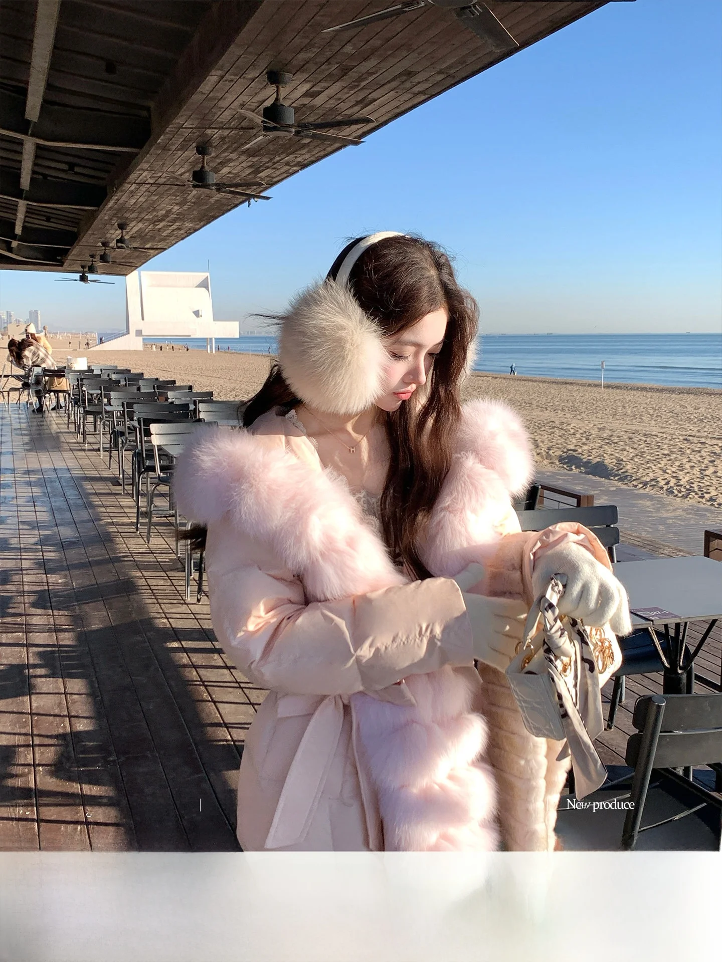 

Thiened Pure Color Fur Collar down Jaet Women's Winter Korean Sle Sweet ort Coat White Du down Warm Coat