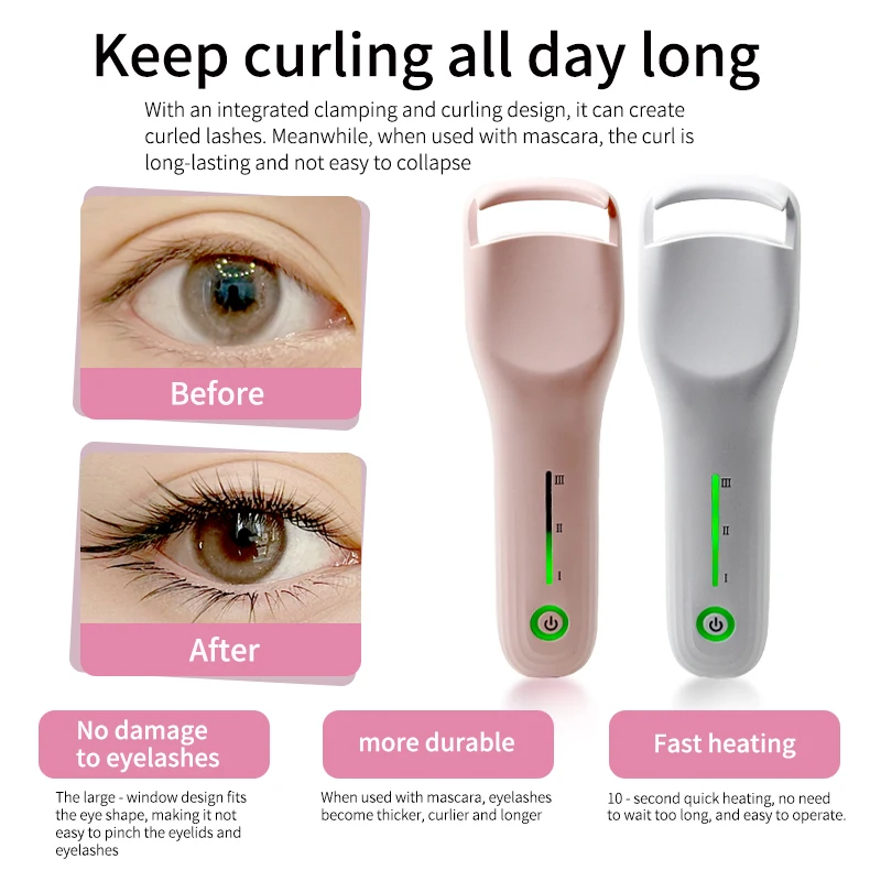 Wide Angle Electric Eyelash Curler with Instant Heating，3-Level Temperature Control, Long-Lasting Curl, Perfect for All Eyelash
