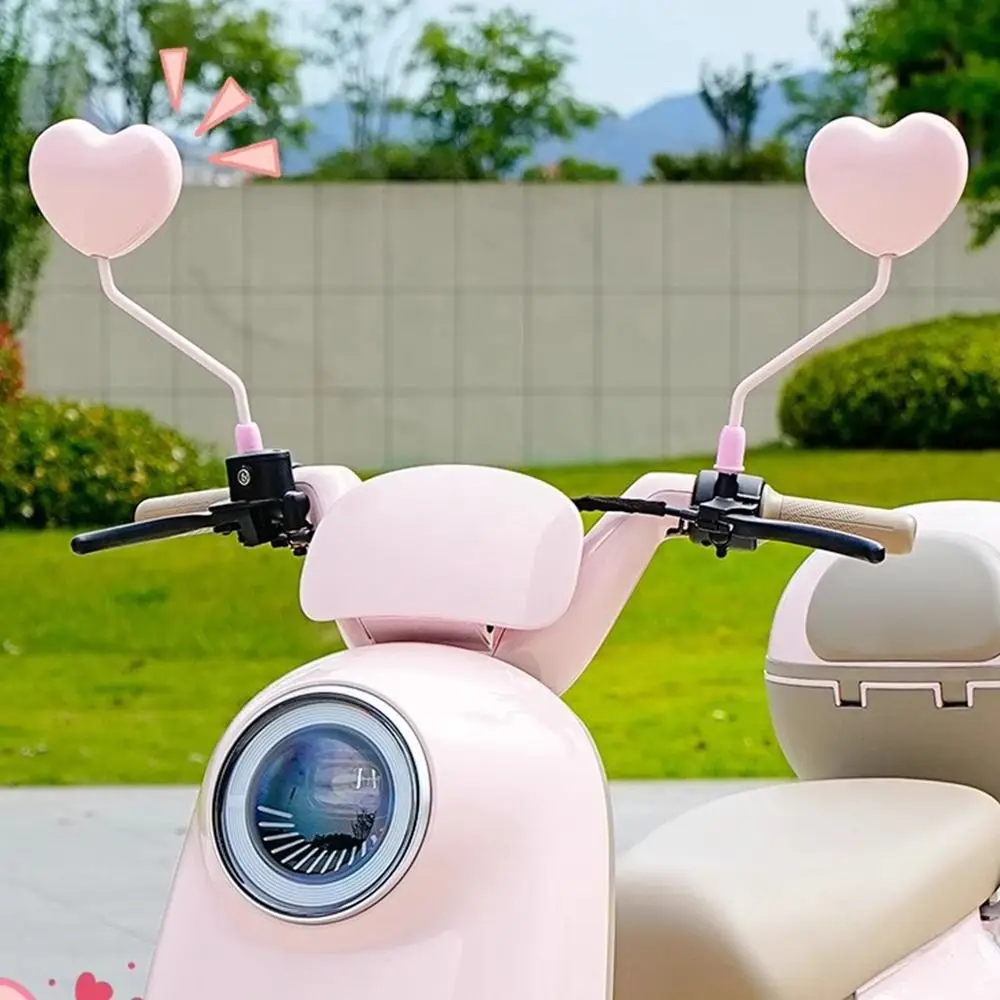 Multicolor Ebike Rearview Mirror Multi-funtional Broad Vision Safety Mirror Heart Shape Convex Design Anti-Glare Mirror Bicycle