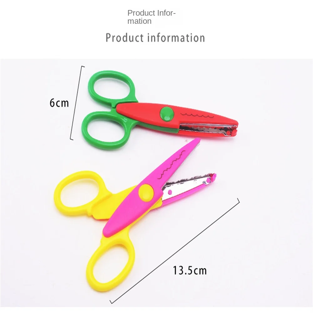 Children Kids Paper Craft Scissors Cutting Patterns Curved Edges DIY Decorative Scissor for Scrapbook Album Photos Safe Cutter