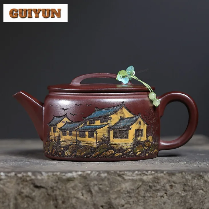 300ml Ancient Yixing Purple Clay Teapots Handmade Large Caliber Pot Raw Ore Stone Red Mud Kettle With Filter Zisha Tea Set Cha