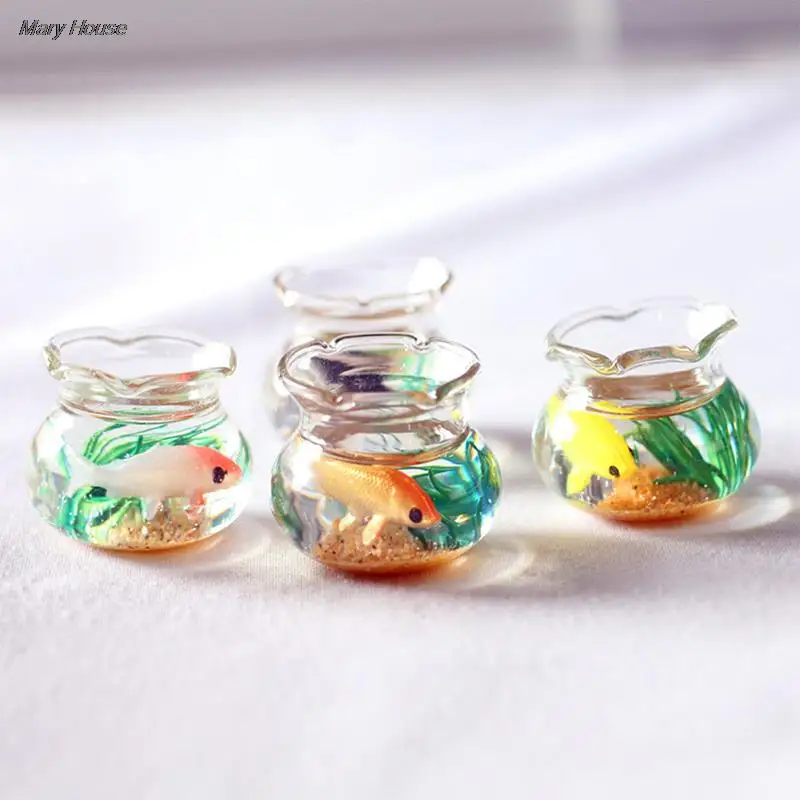 Hot Dollhouse Miniature Glass Fish Tank Bowl acquario casa delle bambole ornamento per la casa giocattolo per decalcomanie per casa delle bambole