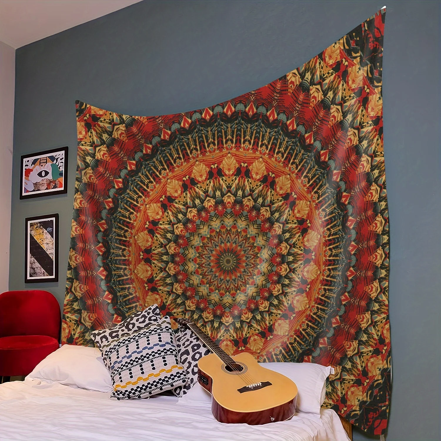 Large Boho Mandala Tapestry Wall Hanging Polyester Fabric Ethnic Bohemian Home Decor Mural Art Prints for Living Room Bedroom Ps