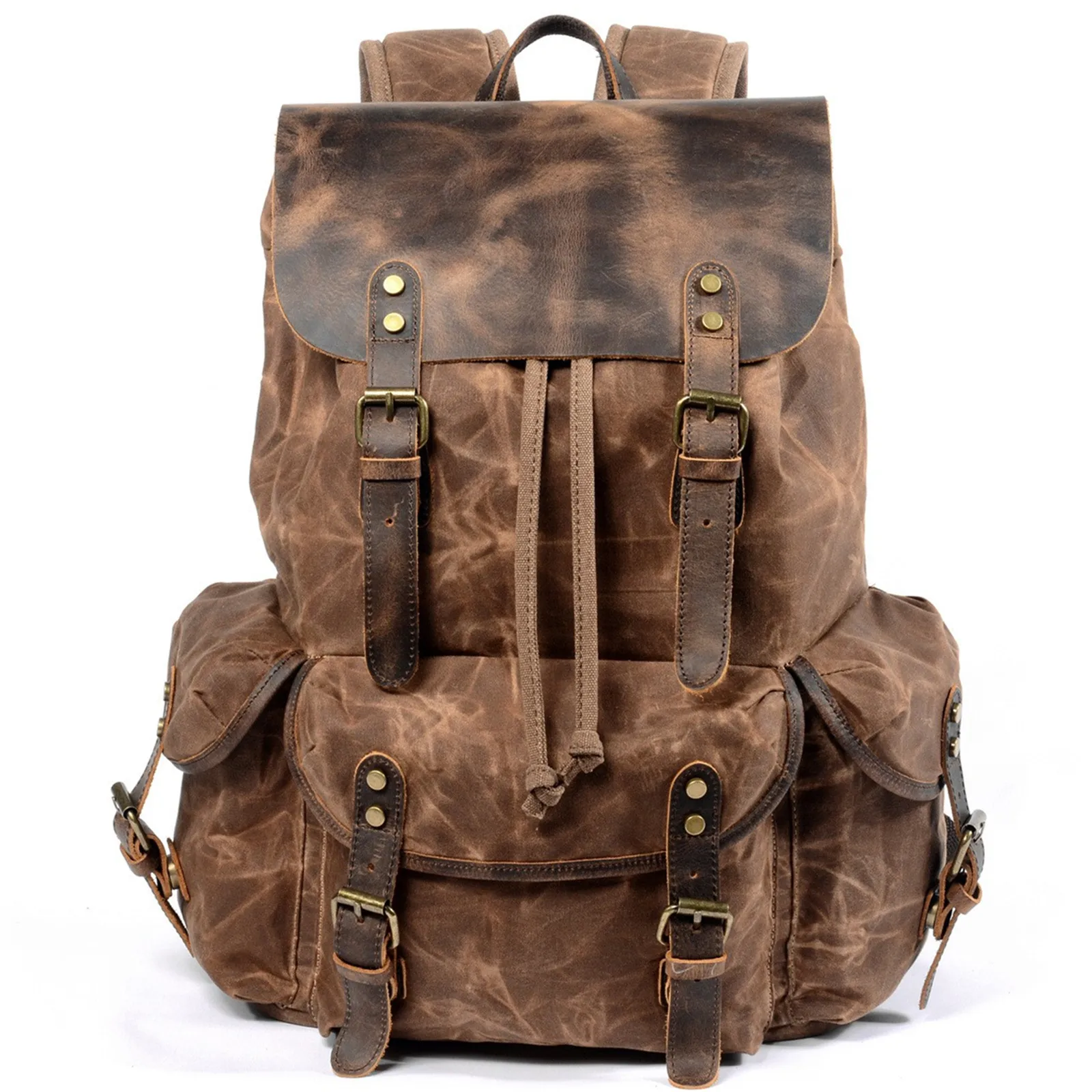 Retro Waterproof Backpack Men Women Beeswax Canvas Travel Laptop Computer Bags Outdoor Leisure Hiking Mountain Handbag Schoolbag