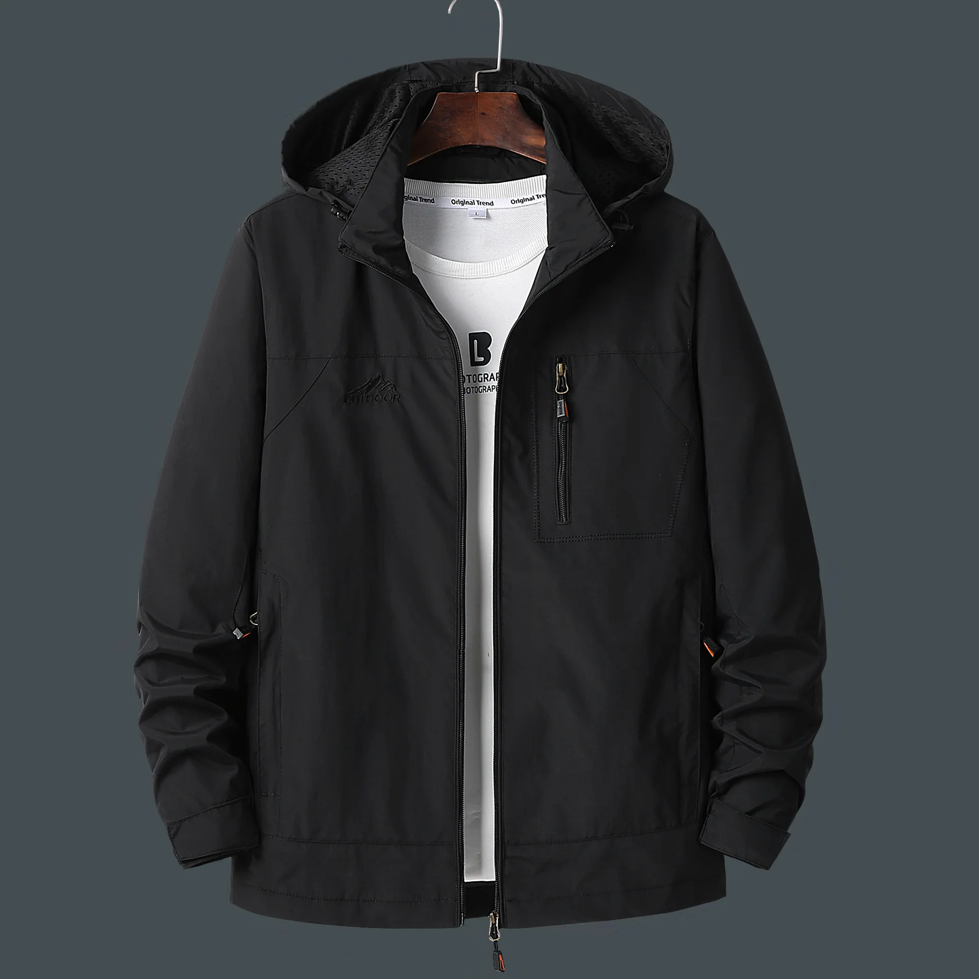 Spring And Autumn Men's Outdoor Jacket Removable Hat Tooling Tactical Jacket