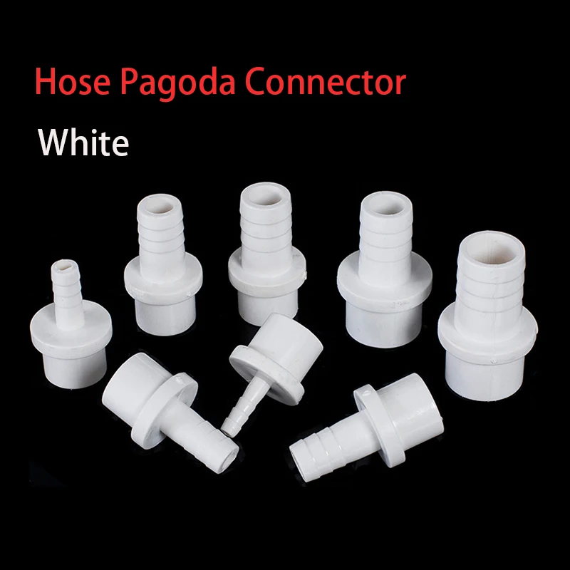 1-10PC 20-25mm to 8/10/12/14/16/18/20mm White PVC Hose Quick Connector Hard Tube Plastic Pagoda Joint PVC Pipe Adapter Fittings