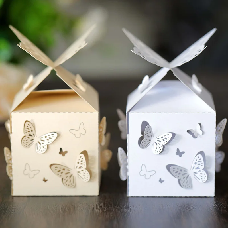 25/50Pcs Laser Cut 3D Butterfly Candy Box chocolate Wedding Favor Gift Packaging Box Thank You Birthday Engagement Party Supply