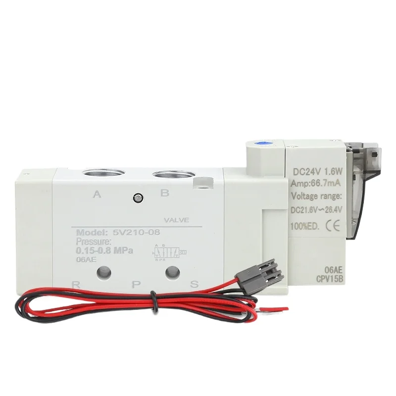 

5V210-08 5V110-06 5/2 Way Pneumatic Solenoid Valve DC12V/24V/AC220V for Cylinder Control in Assembly Lines