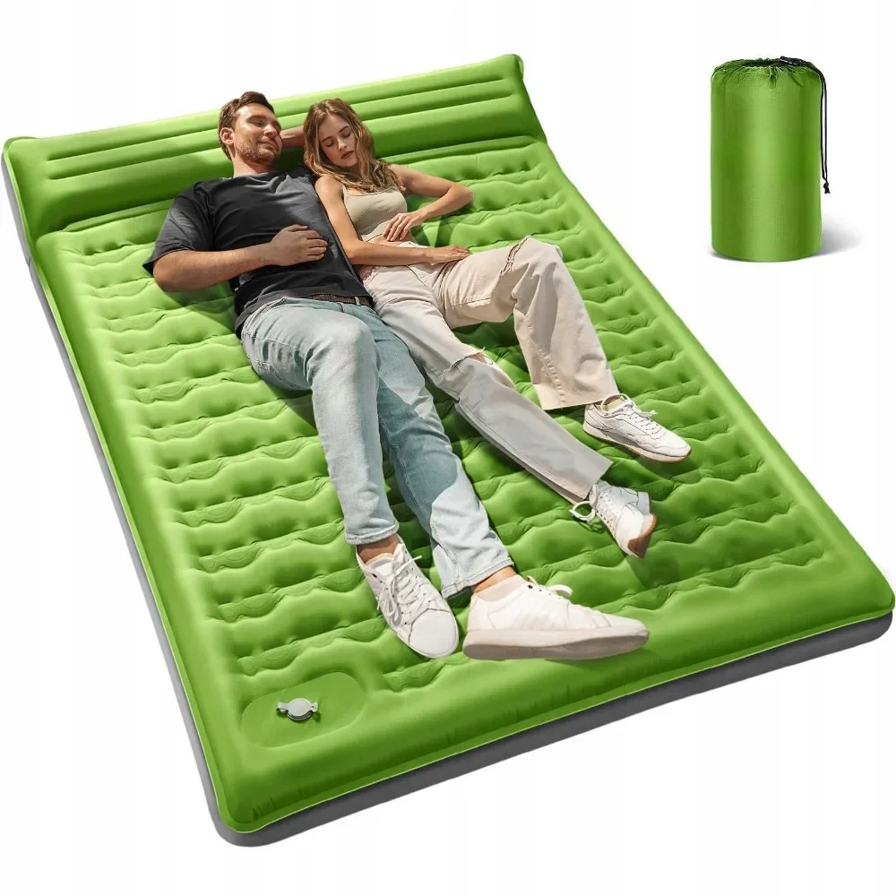 Verstärkte Luftmatratze für zwei Personen, 200 x 140 x 12 cm, Fußpumpenkissen für Camping, Auto, Strand