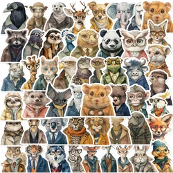 50PCS Retro Watercolor Animal Half Body Series Cartoon Graffiti Stickers Decoration DIY Laptop Skateboard Luggage Stickers