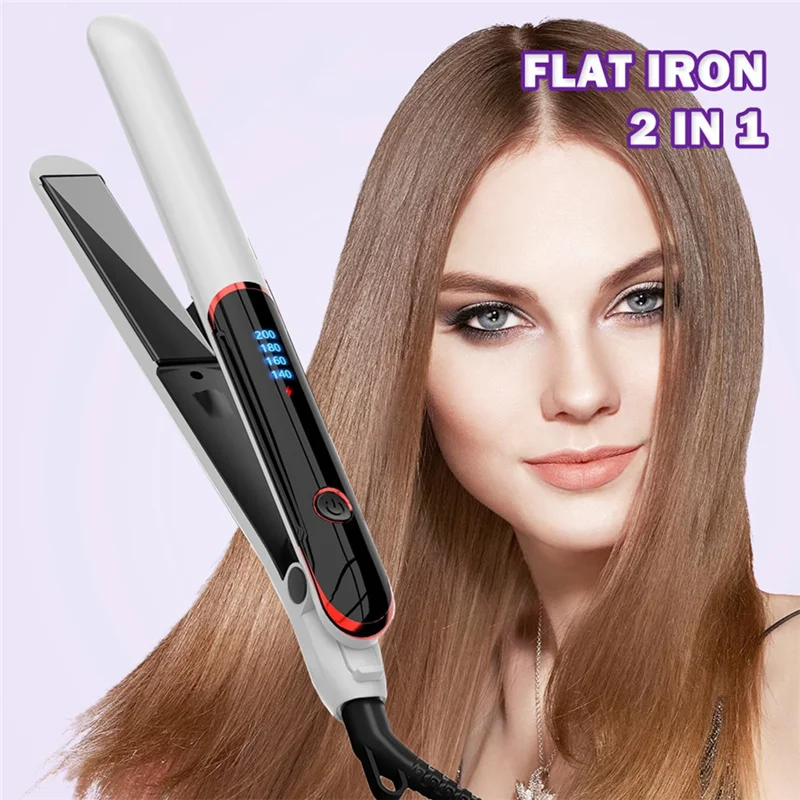 A01V-Fast Heat-Up Professional Flat Iron Hair Straightener Coating Curling Iron Digital Control System