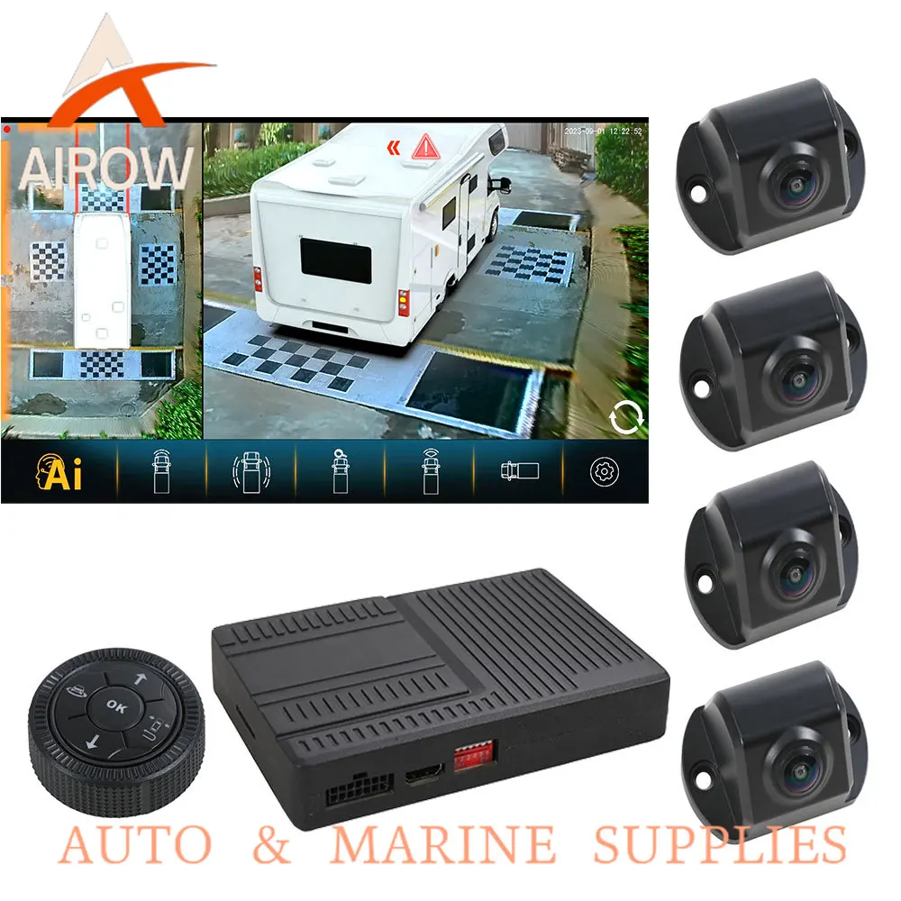 Airow auto Fit for Motorhome RV 3D 1080P New AI Around View Campervan 360 Camera System With 307 Camera