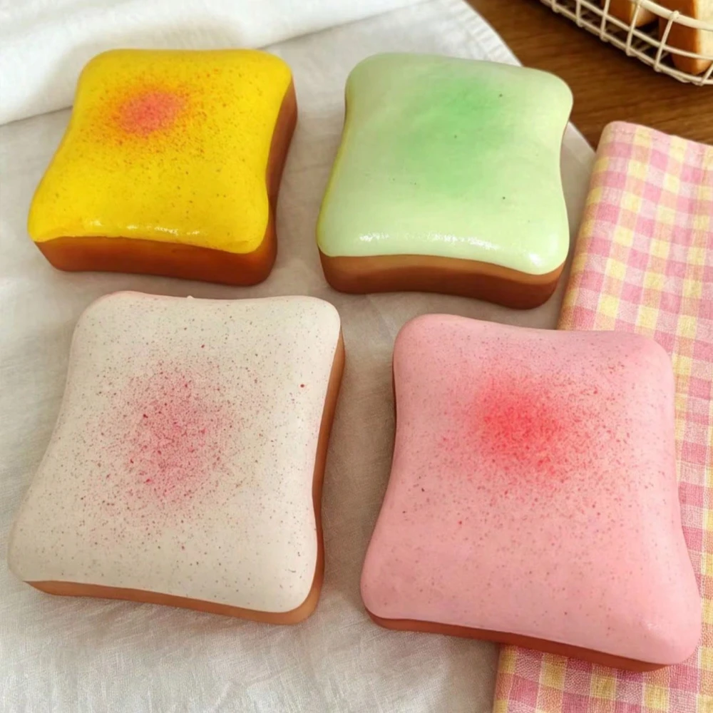 Simuliertes Butter-Toast-Brot Squishy Spielzeug zur Stresslinderung Weiches Langsam Aufsteigendes Anti-Angst Sensorisches Fidget-Spielzeug für Erwachsene ADHS