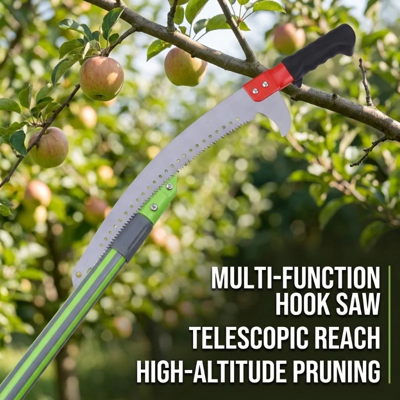 

High Altitude Pruning Garden Trimming Single Hook Saw Double Hook Curved Handle Telescopic Pole Saw for Fruit Tree Trimming