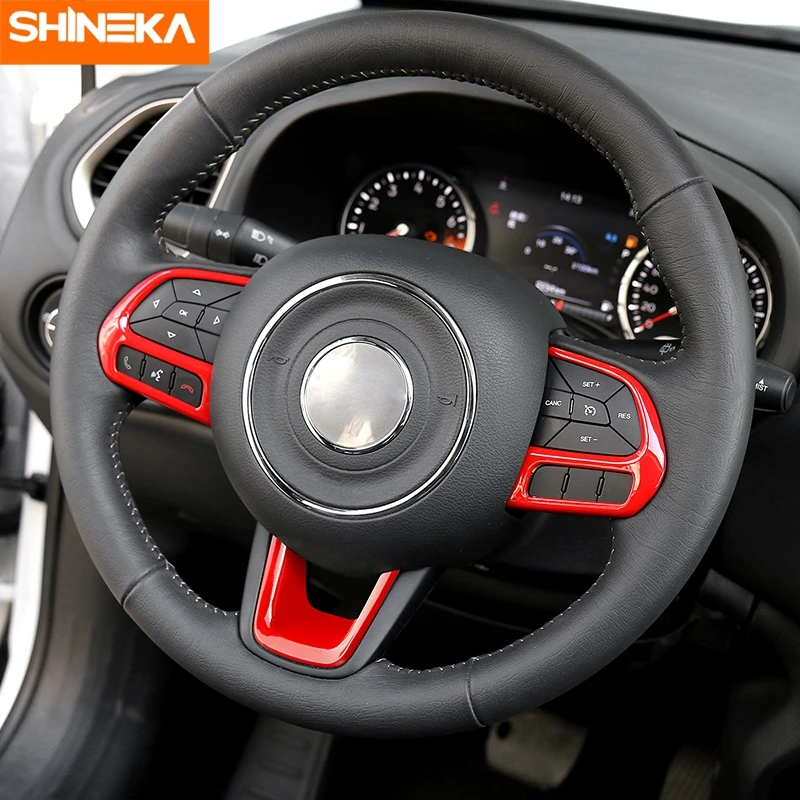 SHINEKA ABS Car Steering Wheel Decoration Cover Trim For Jeep Compass 2017-2020 For Jeep Renegade 2015 Up Interior Accessories