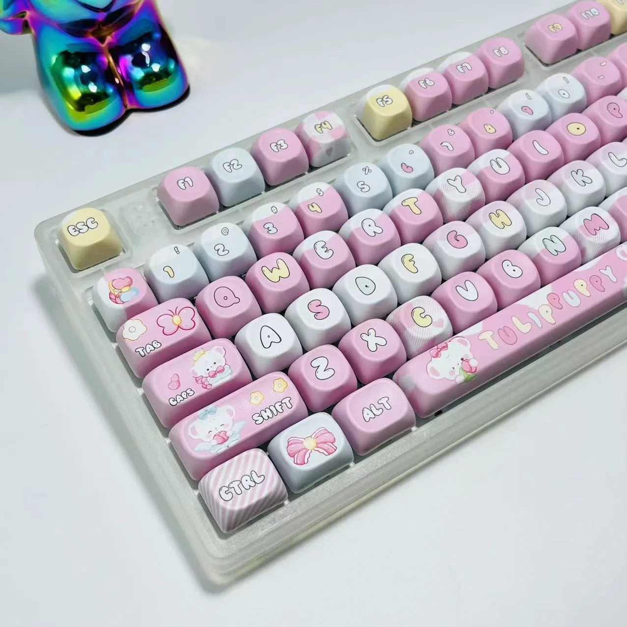 Imagem -06 - Teclado Mecânico Bonito Keycap Pbt Keycaps Pink Cap Sublimação de Tintura mx Switch Kawaii Perfil Moa Presente 126 Chaves