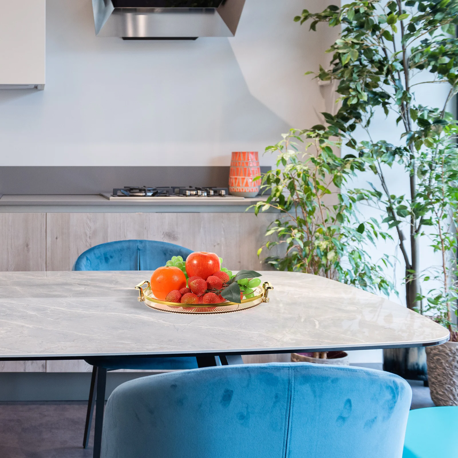 

Round Tea Tray Decorative Serving Dish For Kitchen Snack Fruit Candy Plate Jewelry Storage Vintage Style Portable Home