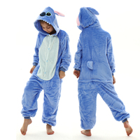 Disney Stitch Pajama Children Cartoon Flannel Animal Kigurumi Onesies Winter Warm Blanket Sleeper for Boys Girls Christmas Gifts