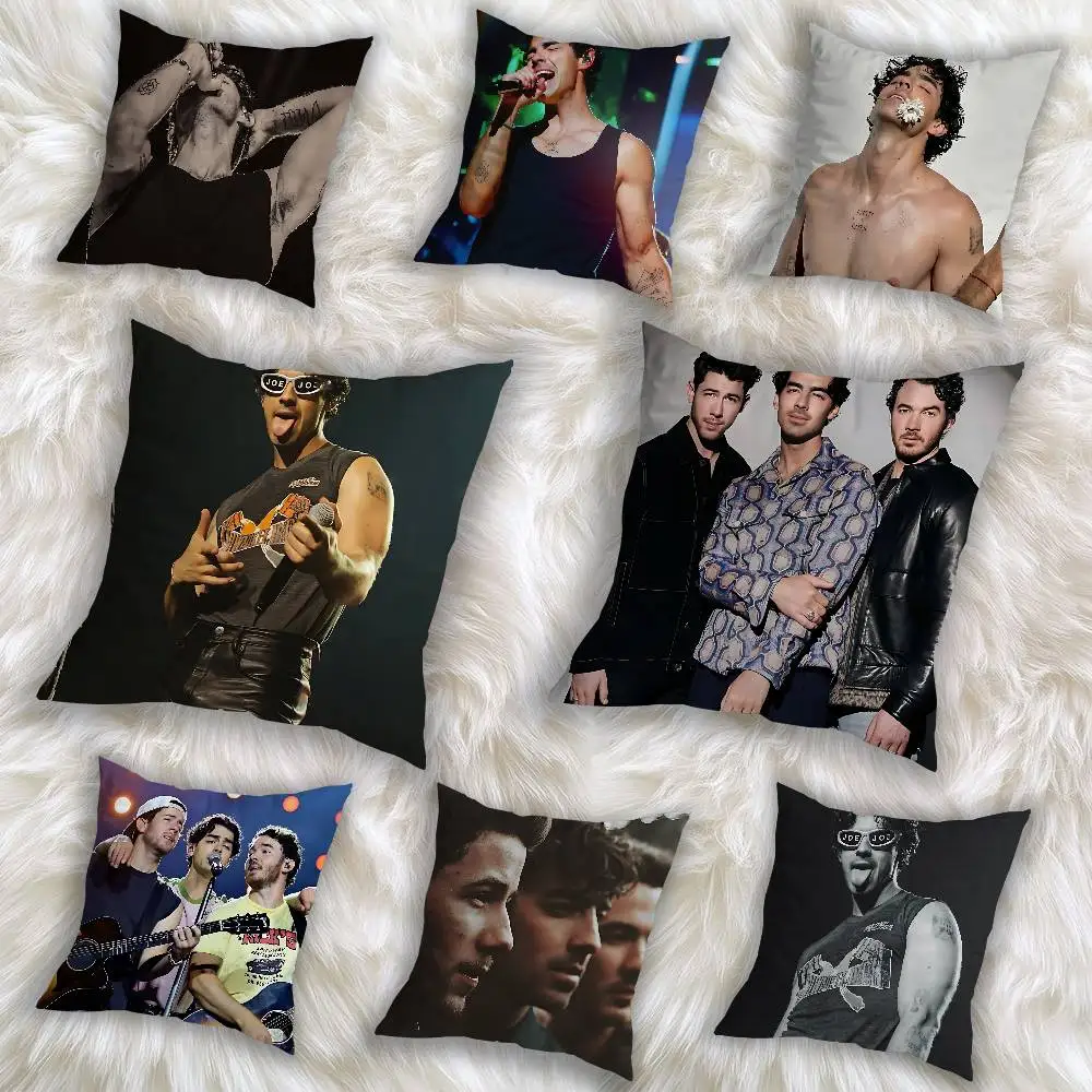 

Close J-Jonas Brothers art Pillow Case Square Double-Sided Printing Short Plush Sofa Cushion Cover Bedroom Bedside Pillow