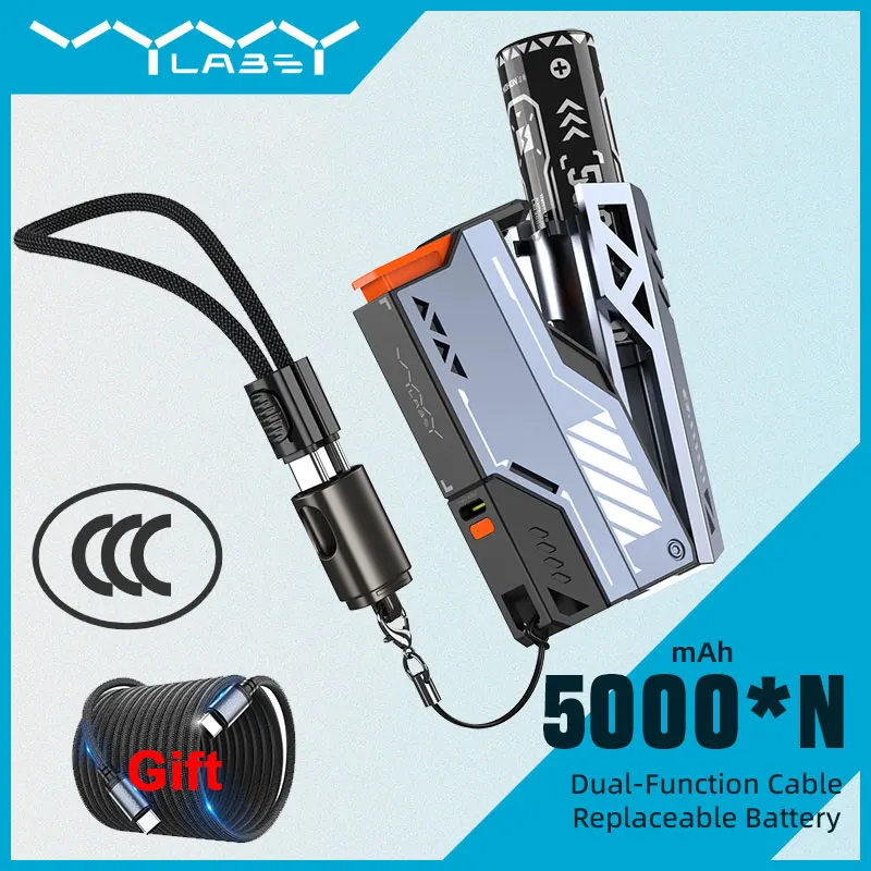 Vyvylabs Detachable CCC Power Bank 22.5W Replaceable Battery Fast Charging External Battery Powerbank for iPhone 16 15 14 13 12